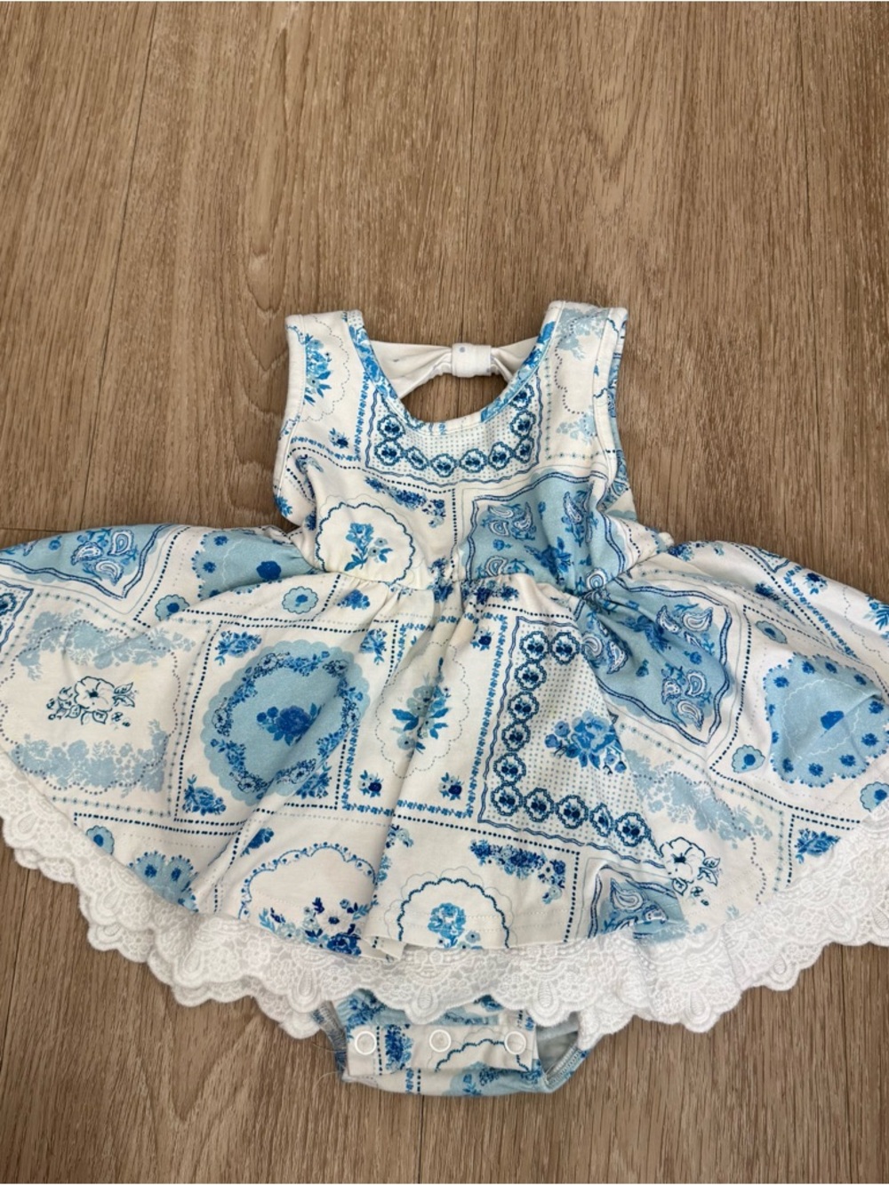 SweetHoney Blue and White Floral Patchwork Dress